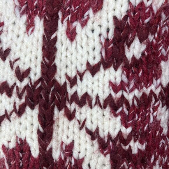 Vtg Express Y2K Sweater Womens Large Red Wool Hand Knit Chunky Snowflake Grandma - Picture 2 of 10